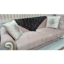 Mandaş Tekstil Mandaş Tığ Işi El Örgü Koltuk Şalı 100*100 Siyah
