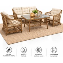 Çavdar Group Loft Raddan 3+1+1 Oturma Grubu Balkon Teras Bahçe Mobilyası 5 Kişilik El Örgüsü Raddan Takım