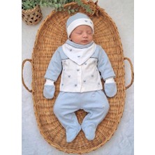 Masal Bebe Küçük Ayıcık Desenli Erkek Bebe 5li Hastane Çıkışı Seti