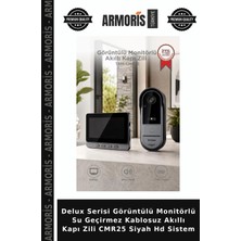 Armoris Delux Serisi Görüntülü Monitörlü Su Geçirmez Kablosuz Akıllı Kapı Zili CMR25 Siyah Hd Sistem