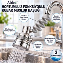 Ahlez Hortumlu 3 Fonksiyonlu Musluk Başlığı - 40 cm Uzayan Esnek Hortum Krom Mutfak Lavabo Musluk Ucu