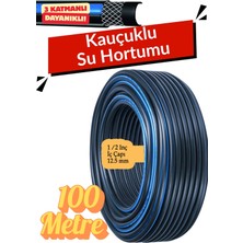 Kayra Leather Craft Termo Kauçuklu Bahçe Hortumu 100 Metre Dayanıklı 3 Katlı Sağlam Su Sulama Yıkama Hortum 12.5 mm 1/2"