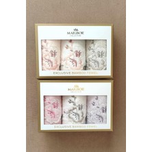 A.Z.H. Maribor (Kutulu 6.lı Set) 3D Nakışlı Premium 30X50 cm Mutfak Havlusu %70 Bambu , %30 Pamuk