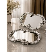 Parla Decor Paslanmaz Çelik 2 Li Artnova Dantelli Kahve Tepsisi, Sunum Tepsisi, Meyve Tabağı Çok Amaçlı Sunumluk