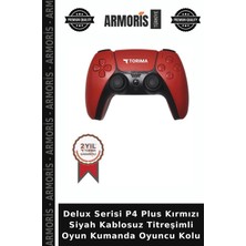Armoris Delux Serisi P4 Plus Kırmızı Siyah Kablosuz Titreşimli Oyun Kumanda Oyuncu Kolu