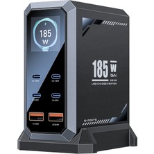 Bontec Hızlı Şarj Cihazı, 185W Gan Hızlı Şarj Adaptörü, Güç Şeridi, 4x Type-C Girişi, 2x USB Girişi, Tam Zamanlı 6 Bağlantı Noktası, Şarj Koruması, Akım Koruması, Yüksek Verimlilik (1.2 Metre)