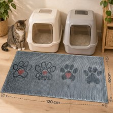 Sogood Concept XXL - Gri Patiler Temalı Petek Dokulu Kedi Kumu Yakalama Paspası - 60 x 120 cm