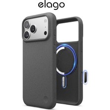 Elago iPhone 18 Pro Max / 17 Pro Max 6.9 Taş Dokulu Magsafe Özellikli Manyetik Kablosuz Şarj Destekli Kılıf - Gri