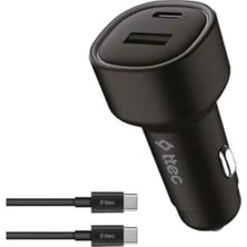 Muhtelif Ürünler Araç Şarj Seti Usb-A/type-C 48W Duopro+Kablo Iki Ucu Type-C Ttec 2CKP02CS Siyah