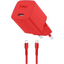 Muhtelif Ürünler Telefon Şarj Kablosu Usb-C Traveltype-C Neon Hızlı Şarj 20 W 120 cm Kırmızı