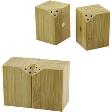 İlkyaz Fashion If 5X5CM--Y:7CM 2pcs Mıknatıslı Ikiz Ahşap Bambu Baharatlık - Tuzluk