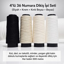 Berceste Manifatura 36 No Dikiş Ipi Seti – 4 Renk (Her Bobin 500 Metredir ) Kot, Deri, Çadır, Minder, Yorgan Vb. Dikiş Ipi