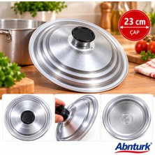 Abnturk 23CM Eloksallı Kararmaz Alüminyum Tencere Kapağı- Yemek Salça Aşure Kavurma Sos Tenceresi Kapağı