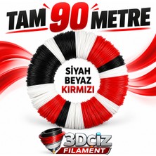 3D Çiz Pla 3D Kalem Filament Pla Kırmızı - Siyah - Beyaz Renk (18X5 Metre) 90 Metre Pla Filament
