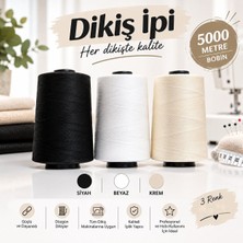 Berceste Manifatura 120 No Sıfır 5000 Metre Dikiş Ipi - Siyah, Beyaz , Krem Rengi 3’lü Dikiş Seti