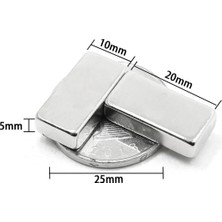 Aydogan's 2 Adet 20X10X5 mm Neodyum Magnet N35 Güçlü Mıknatıs Köşeli ve Dayanıklı Nikel Kaplama ( Bay