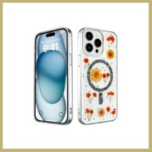 Bezos iPhone 15 Pro Max Uyumlu Kılıf Daisy Simli Magsafe Kapak - Siyah Za