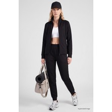 Yeni Siyah Slim Fit Kadın Eşofman Takım - 95357