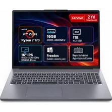 Lenovo Ideapad Slim 3 16ARP10 Amd Ryzen 7 170 16GB (DDR5-4800) 1TB SSD 16" WUXGA (1920x1200) IPS 60Hz Freedos 83K80084TR