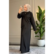 Suede Style 6612 - Şık Rahat Salaş Yumuşak Özel Wanda Viskonlu Kumaş, Diagonel Kesim, Tunikli Kadın Takım