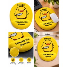 Hamiki Sarı Civciv Bilek Destekli Mouse Pad Ergonomik Kaymaz Taban Mousepad Fare Altlığı