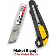 Tabis Maket Bıçağı Plastik Falçata 18 mm Siyah + Yedek Bıçak 10LU