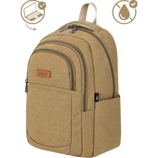 Baggor Su Geçirmez, Laptop Bölmeli Sırt Çantası - Ortopedik, Çok Bölmeli Okul, Iş, Spor, Seyahat, Kabin Boy Sırt Çantası (43X30X19 Cm) -Unisex, Dayanıklı Kanvas Kumaş - Siyah, Yeşil Haki , Kum Rengi