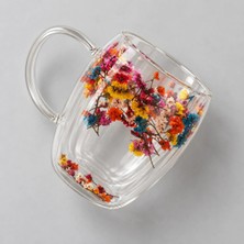 ALOHA EQ QUALITY 350 ml Isıya Dayanıklı Borosilikat Çift Cidarlı Flower Cup Çiçekli Bardak