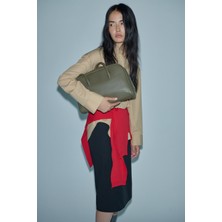 Suud Collection Haki Margo Büyük Deri Çanta