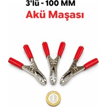 Krokodil Akü Maşası | Büyük 100 mm | Kırmızı Artı (+) | 3 ADET | Akü Mini Takviye Maşası Pensesi