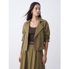 LC Waikiki Lcw Everyday Haki Oversize Modal Karışımlı Kadın Ceket