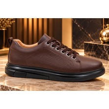 Ehil Premium Hakiki Deri Erkek Günlük Sneaker Bağcıklı Kalın Taban Ayakkabı