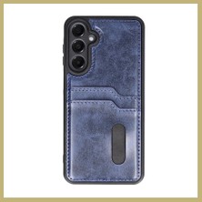 Bezos Samsung Galaxy A35 5g Uyumlu Kılıf Sara Kartvizitli Deri Kılıf - Lacivert Za