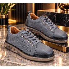 Ehil Premium Hakiki Deri Erkek Günlük Sneaker Bağcıklı Kalın Taban Ayakkabı