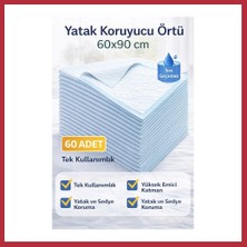Bezos Yatak Koruyucu Örtü 60X90 cm 60 Adet Tek Kullanımlık Sıvı Geçirmez Hasta Altı Bezi Strsnl