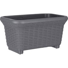 Kadıoğlu Ticaret HB01 Hasır Balkon Saksı Tabaklı 33 Cm, 6.5 L Antrasit