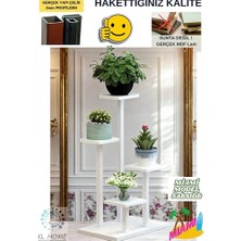 Kadıoğlu Ticaret Miami Model Çok Katlı Metal Saksı Çiçek Bitki 4 Kat Standı (1 Adet Fiyatı) Salon Oturma Balkon-Beyaz Renk