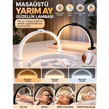 Azurtech Masaüstü Yarım Ay Güzellik Lambası Siyah Beyaz Nail Art Makyaj Kirpik ve Protez Tırnak Aydınlatma Lambası