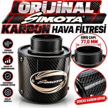 EP Garaj Otomotiv Orijinal Simota Karbon Hava Filtresi 77 mm Giriş 70 mm Çıkış Tüm Araçlara Uyumlu Sportif Hava Filtresi
