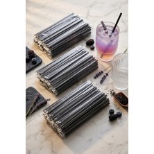 Roll-Up Narin 3 Paket Tek Jelatinli Siyah Düz Pipet 8 mm x 24 cm - Hijyenik Körüksüz Pipet Seti