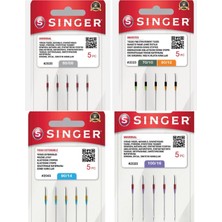 Singer Dikiş Iğnesi - 60/ 08 – 70 /10 – 80/ 12 -  90/ 14 – 100/ 16  Nolu Standart ve Jarse Karışık Iğne Seti (4 Paket Toplam 20 Iğne)