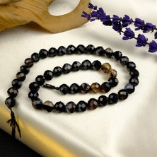 Moony Stone Kesimli Siyah Akik Doğal Taş Dizi (8mm)
