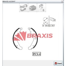 Braxis Arka Pabuçlu Balata Fıat Palıo 1996>  185X29 mm Levyesiz