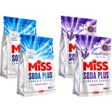 Miss Soda Plus Çamaşır Sodası Lavanta ve Beyaz Sabun Kokulu 500 gr 4 Lü Karma