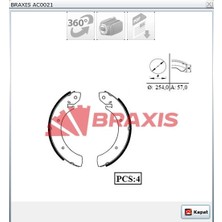 Braxis Pabuçlu Balata Arka Hyundai H100 Minibüs (93-04) Ssangyong Musso-Korando (96>) Rexton-Actyon-Kyron (05>) 254X57MM