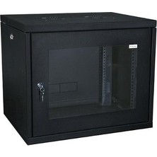 Racksis Soho Serisi 9u 520X400 Tamperli Cam Kapaklı Siyah Kabinet