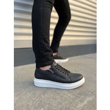 Mooien JY155 Warrior Bağcıklı ve Fermuarlı Cilt Erkek Günlük Sneaker Ayakkabı Cbt - Siyah