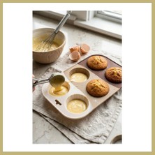 Bezos Kahve Rengi 6?lı Silikon Kek ve Çikolata Kalıbı & Muffin Kabı Pişirme Gereci 16X25 cm Za