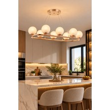 Elvora Home Modern Premium Küreli Sarkıt Avize 8XE14 Duy Salon Mutfak Oturma Odası Avizesi