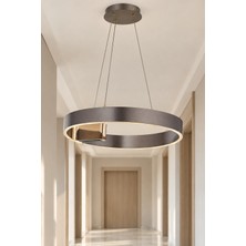 Elvora Home Modern Premium LED Çift Halka Sarkıt Avize Salon Mutfak Oturma Odası Avizesi